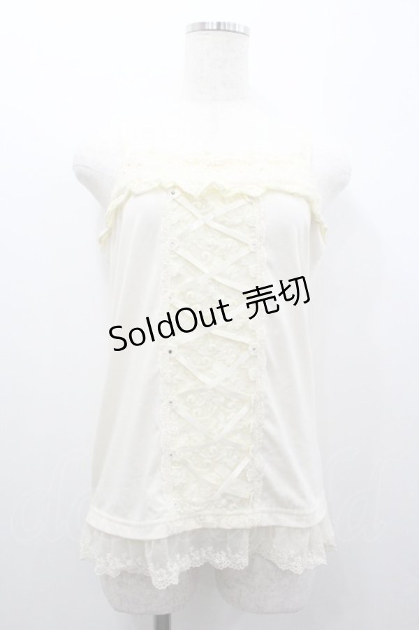 画像1: axes femme / 薔薇モチーフレースアップキャミソール  アイボリー I-26-01-24-011-AX-TO-SA-ZI (1)