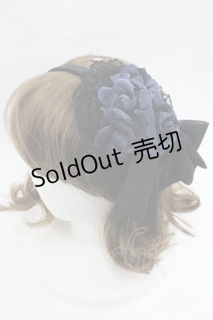 画像: ATELIER PIERROT / ローズリボンカチューシャ  黒ｘ青 I-26-01-24-104-EL-AC-SA-ZI