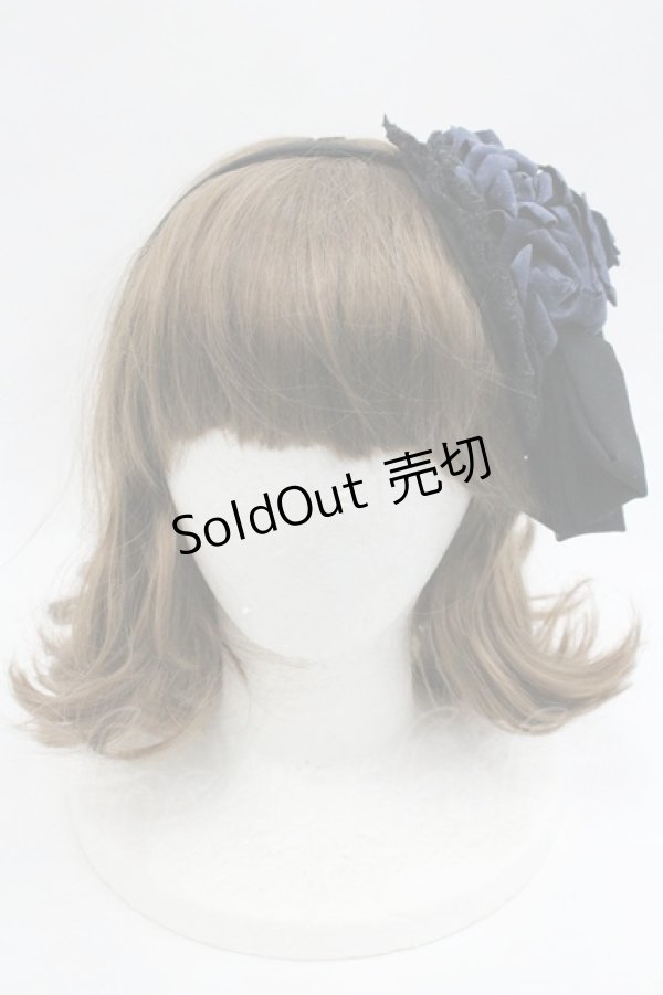 画像2: ATELIER PIERROT / ローズリボンカチューシャ  黒ｘ青 I-26-01-24-104-EL-AC-SA-ZI (2)