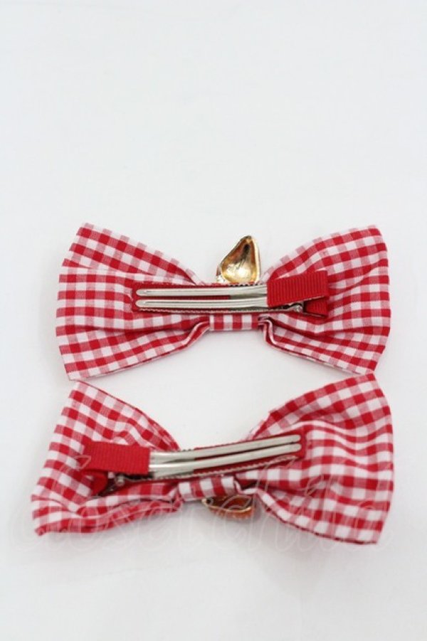 画像2: m petit by misako / AM2Pイチゴクリップ  赤Ｘ白 I-26-01-24-111-LO-AC-SA-ZI (2)