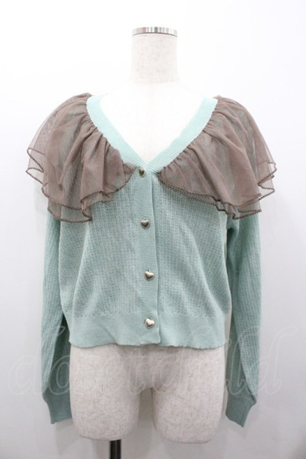 画像1: axes femme POETIQUE / チュールフリルUVカットカーディガン  ミント I-26-01-24-012-AX-TO-AS-ZI (1)