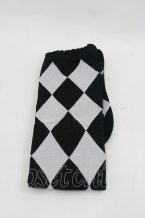 画像: ALICE and the PIRATES / A/Pダイヤ柄オーバーニーソックス  黒Ｘ白 I-26-01-24-115-PA-ZA-SA-ZI