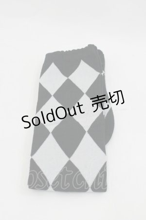 画像: ALICE and the PIRATES / A/Pダイヤ柄オーバーニーソックス  黒Ｘ白 I-26-01-24-115-PA-ZA-SA-ZI