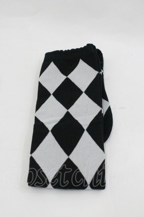 画像1: ALICE and the PIRATES / A/Pダイヤ柄オーバーニーソックス  黒Ｘ白 I-26-01-24-115-PA-ZA-SA-ZI (1)