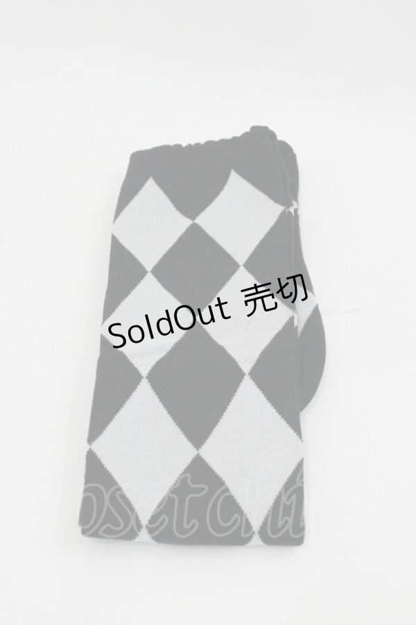 画像1: ALICE and the PIRATES / A/Pダイヤ柄オーバーニーソックス  黒Ｘ白 I-26-01-24-115-PA-ZA-SA-ZI (1)