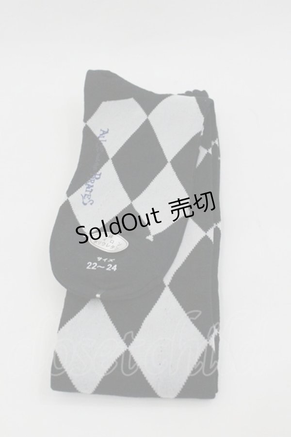 画像2: ALICE and the PIRATES / A/Pダイヤ柄オーバーニーソックス  黒Ｘ白 I-26-01-24-115-PA-ZA-SA-ZI (2)