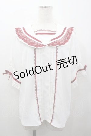 画像: Dear My Love / レースフリルリボンセーラーブラウス  白Ｘ赤 I-26-01-24-002-EL-BL-SA-ZI