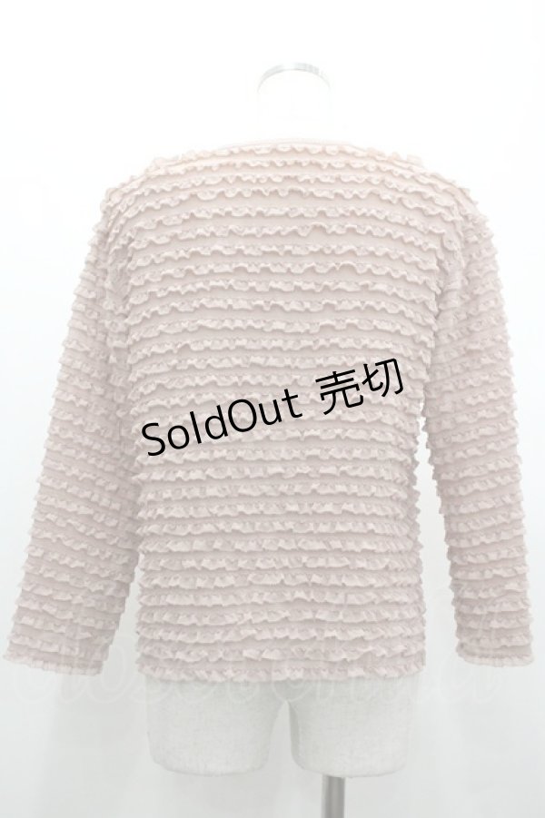 画像2: KANEKO ISAO / パールボタンピコフリルボーダーブラウス  ピンク I-26-01-24-015-EL-BL-SA-ZI (2)