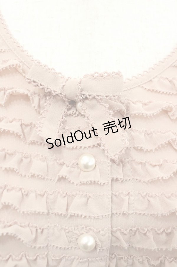 画像3: KANEKO ISAO / パールボタンピコフリルボーダーブラウス  ピンク I-26-01-24-015-EL-BL-SA-ZI (3)