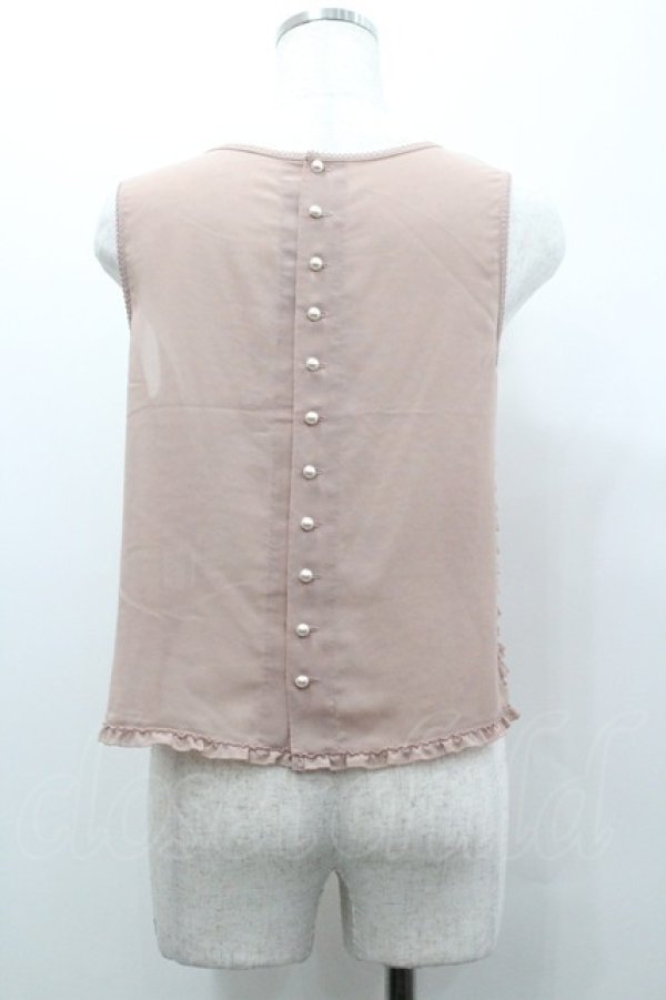 画像2: KANEKO ISAO / ピコフリルボーダーノースリーブブラウス  ピンク I-26-01-24-016-EL-BL-SA-ZI (2)