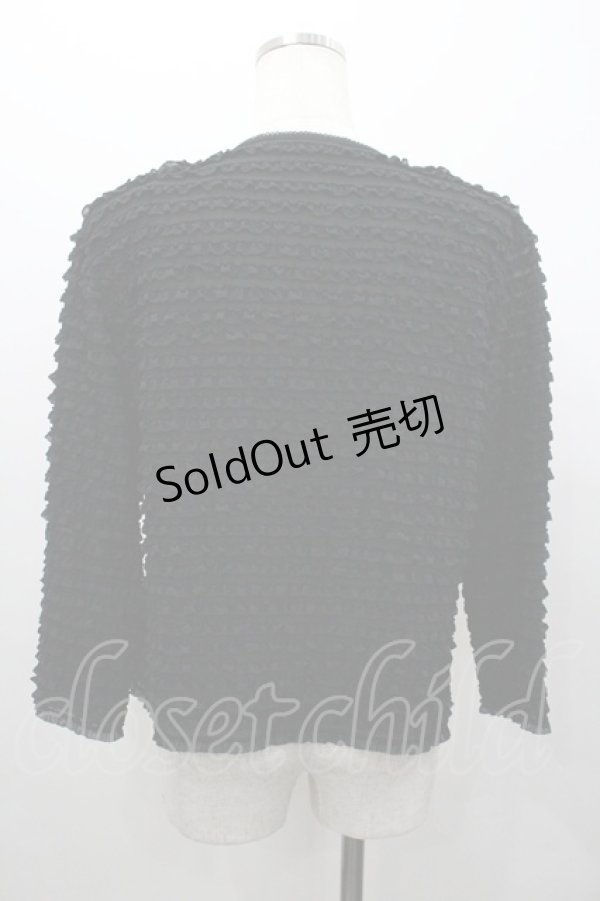 画像2: KANEKO ISAO / ピコフリルパールボンタンカーディガン  ブラック I-26-01-24-017-EL-TO-SA-ZI (2)