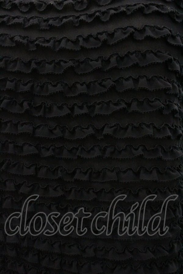 画像3: KANEKO ISAO / ピコフリルボーダーシフォンノースリーブブラウス  ブラック I-26-01-24-018-EL-BL-SA-ZI (3)