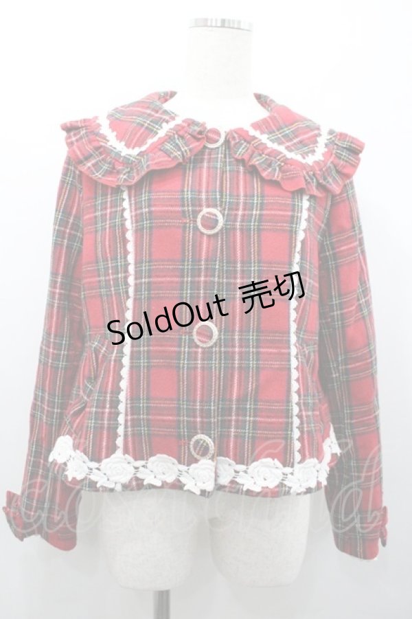 画像1: axes femme kawaii / ガーリーリボンショートコート  赤 I-26-01-24-029-AX-CO-AS-ZI (1)