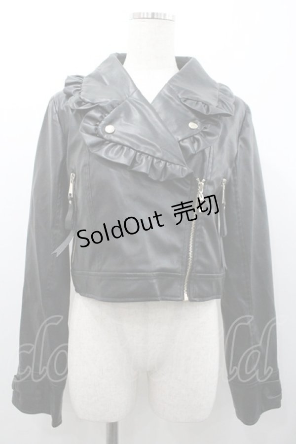 画像1: axes femme kawaii / フリル合皮ライダース  黒 I-26-01-24-030-AX-JA-AS-ZI (1)