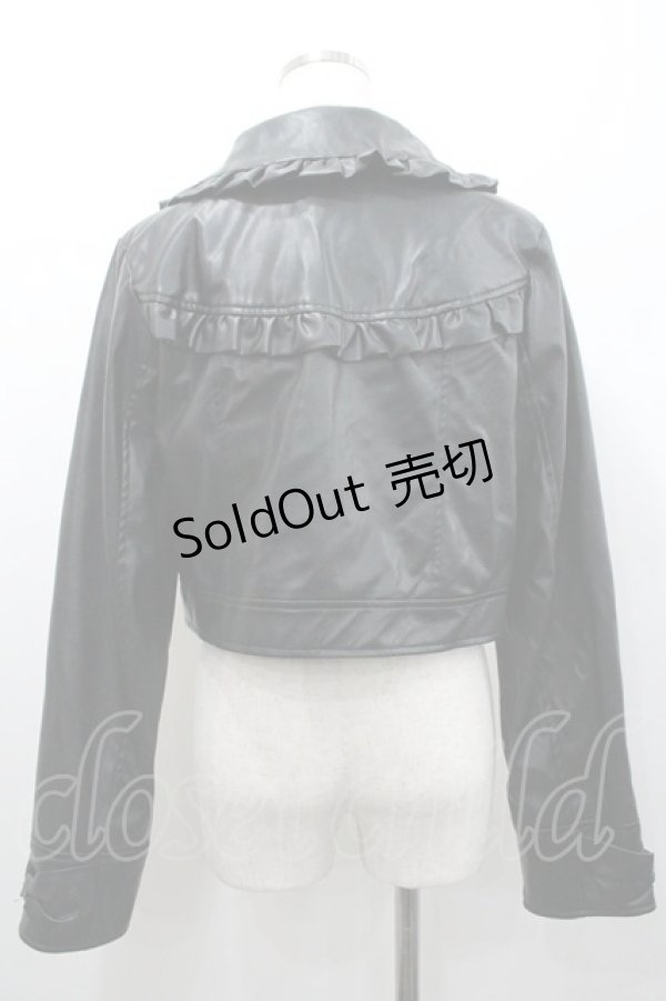 画像2: axes femme kawaii / フリル合皮ライダース  黒 I-26-01-24-030-AX-JA-AS-ZI (2)