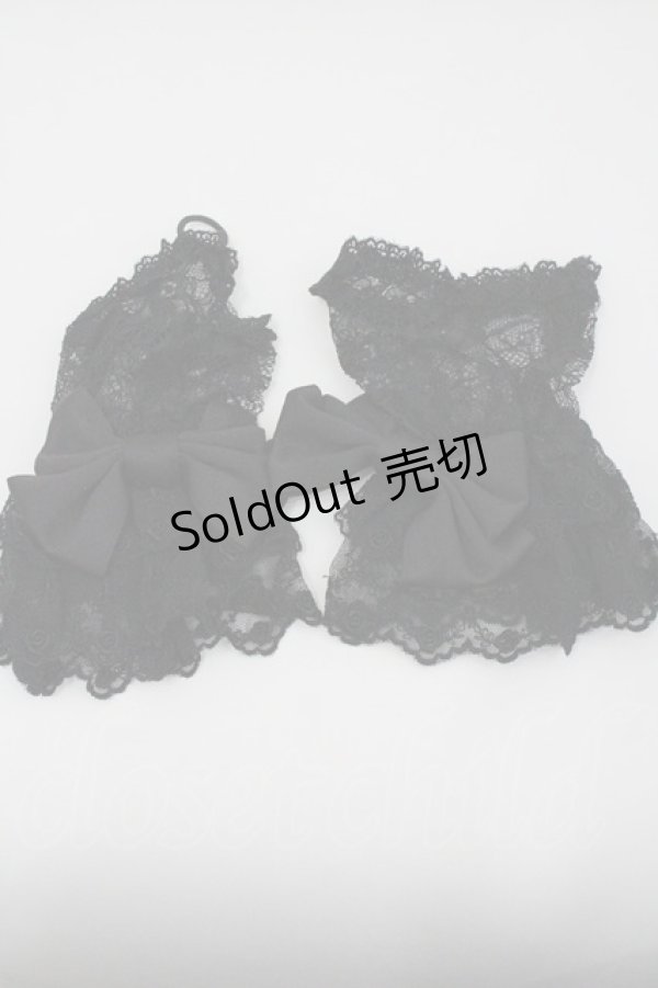 画像1: GOTHPUNKその他(買取対象外) / レースショートグローブ  黒 I-26-01-26-001-PU-ZA-HR-ZI (1)