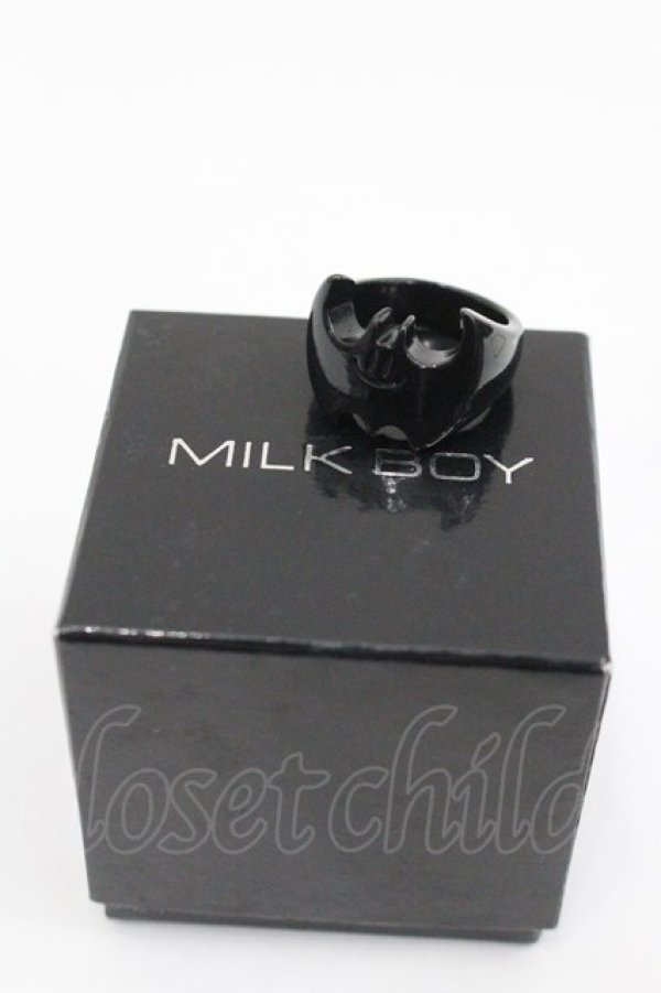 画像1: MILKBOY / BAT RING M(17号) ブラック I-26-01-26-065-MB-AC-SA-ZI (1)