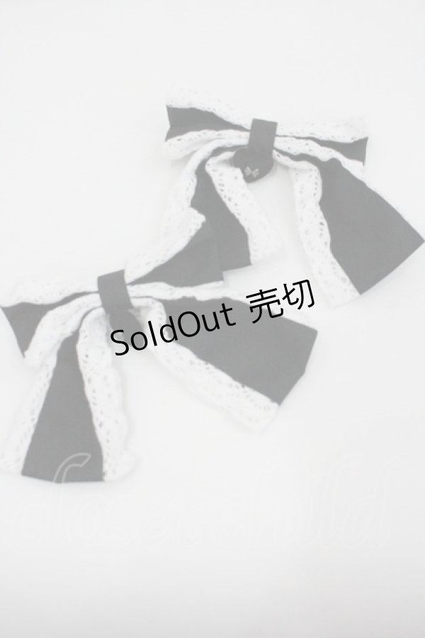 画像1: Eri Aino's collaboration / AE*2Pリボンクリップ  黒Ｘ白 I-26-01-26-068-EL-AC-SA-ZI (1)