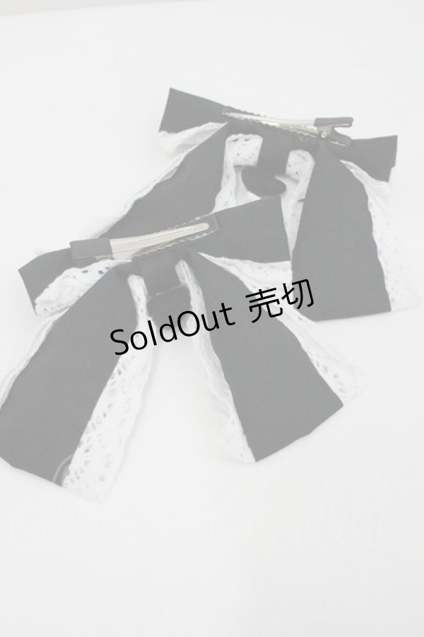 画像2: Eri Aino's collaboration / AE*2Pリボンクリップ  黒Ｘ白 I-26-01-26-068-EL-AC-SA-ZI (2)