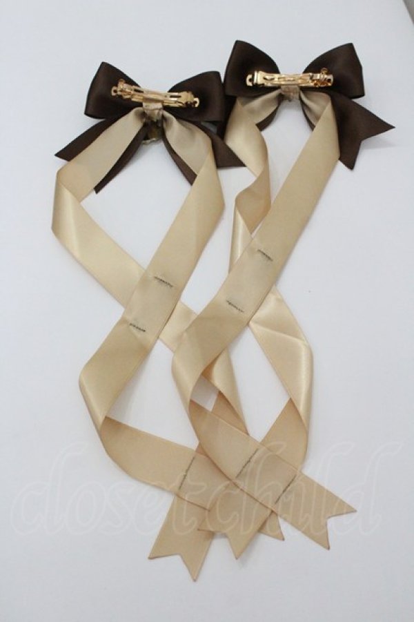 画像2: LOTUS ribbon / ツインテールリボンバレッタ  ブラウン I-26-01-26-069-EL-ZA-SA-ZI (2)