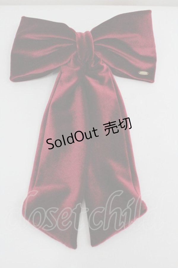 画像1: Ank Rouge / ロングリボンベロアバレッタ  赤 I-26-01-26-071-CA-AC-SA-ZI (1)