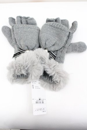 画像: axes femme / メッセージリボン2WAY手袋  グレー I-26-01-26-008-AX-ZA-SA-ZI