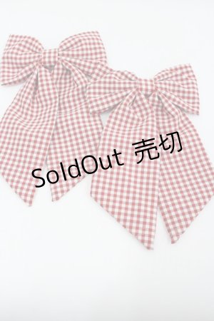 画像: m petit by misako / ギンガムチェックリボンクリップセット  赤Ｘ白チェック I-26-01-26-073-LO-AC-SA-ZI