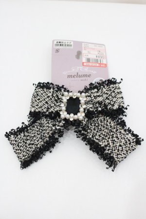 画像: melume / mkツイードバレッタ  黒Ｘ白 I-26-01-26-078-0-AC-SA-ZI