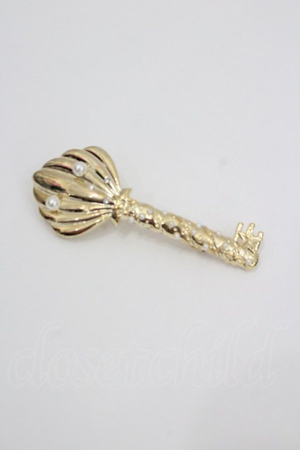 画像1: RoseMarie seoir / Pearl shell key barrette  ゴールド I-26-01-26-082-LO-ZA-SA-ZI (1)