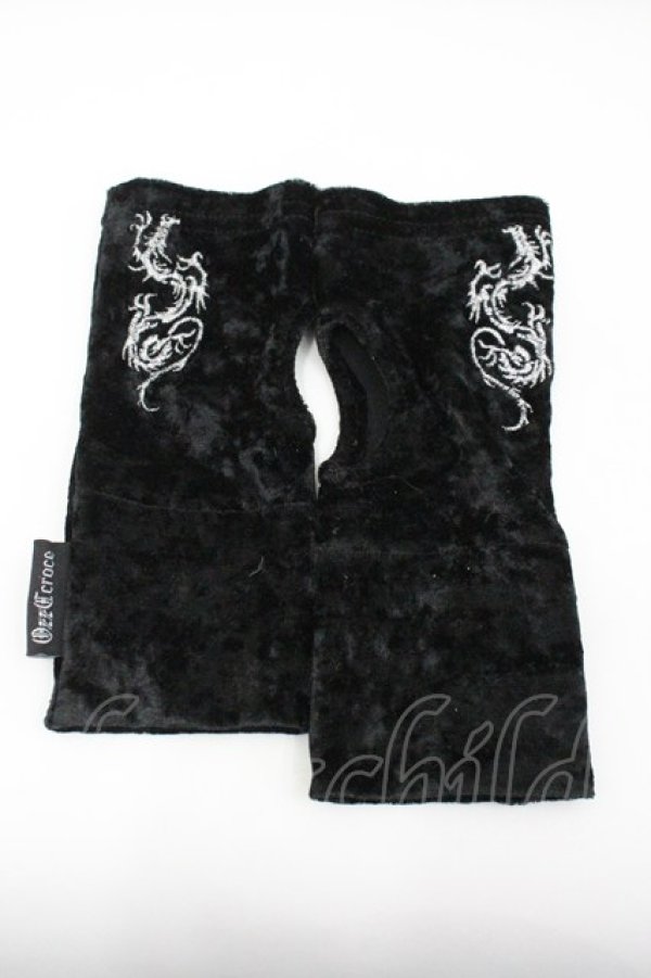 画像1: Ozz Croce / ベロア刺繍グローブ  ブラック I-26-01-26-009-OO-ZA-SA-ZI (1)