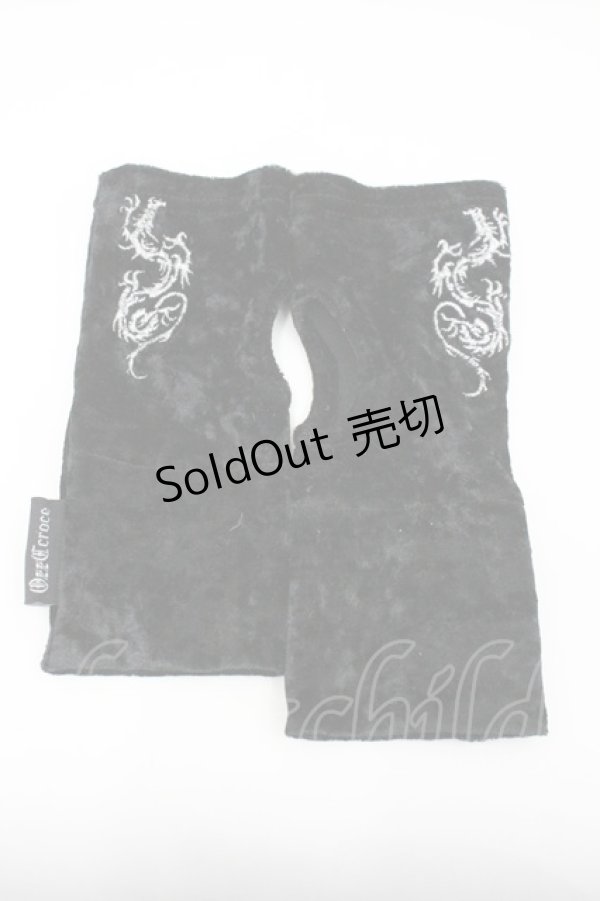 画像1: Ozz Croce / ベロア刺繍グローブ  ブラック I-26-01-26-009-OO-ZA-SA-ZT0206V (1)