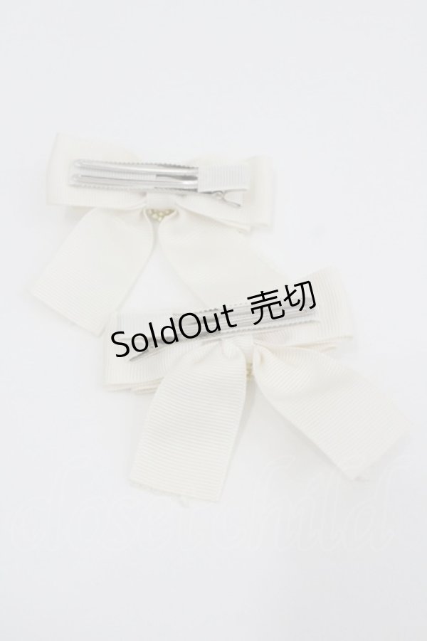 画像2: m petit by misako / ハートビジューリボンクリップ  アイボリー I-26-01-26-089-LO-AC-AS-ZI (2)