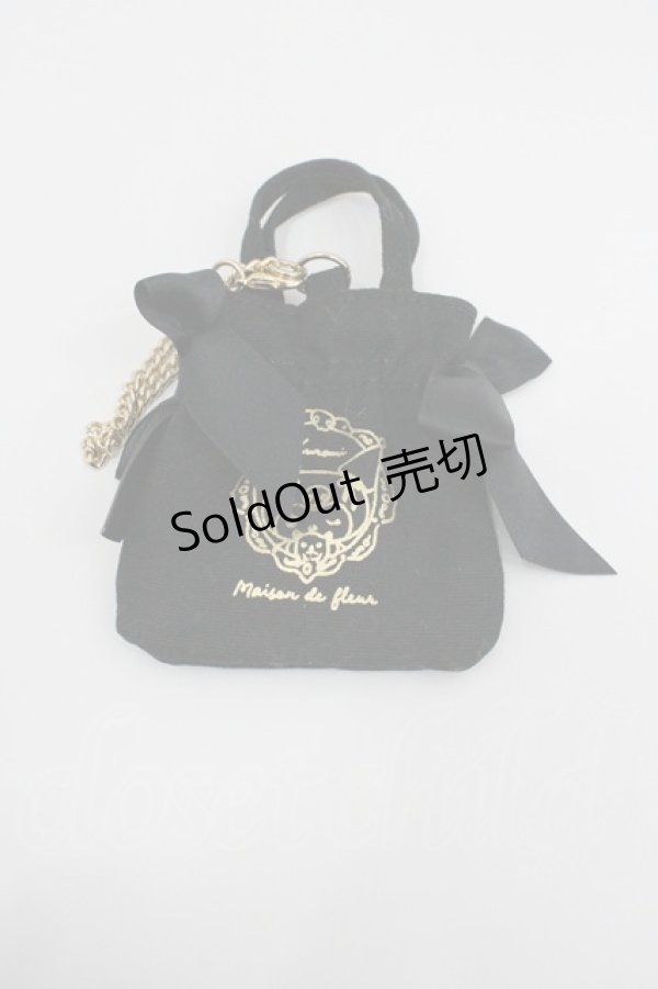 画像1: Maison de FLEUR / クロミダブルリボントートバッグチャーム  黒Ｘゴールド I-26-01-26-106-LO-BG-SA-ZI (1)