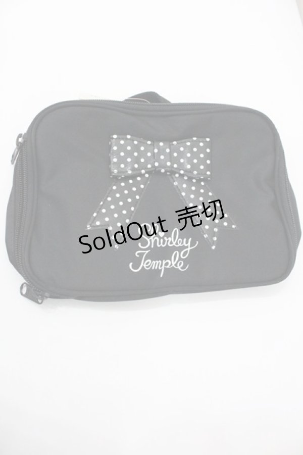 画像1: Shirley Temple / ドットリボンポーチ  黒Ｘ白 I-26-01-26-109-ET-ZA-SA-ZI (1)