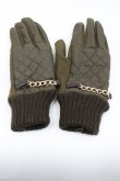画像1: axes femme / チェーンデザイン手袋  カーキＸブラウン I-26-01-26-004-AX-ZA-SA-ZI (1)