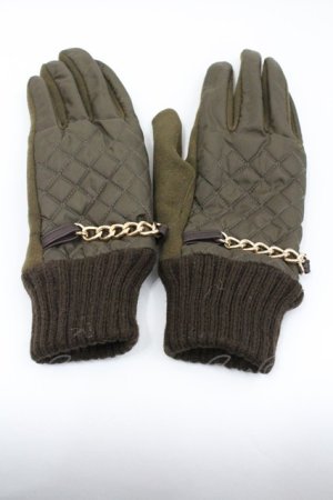 画像: axes femme / チェーンデザイン手袋  カーキＸブラウン I-26-01-26-004-AX-ZA-SA-ZI