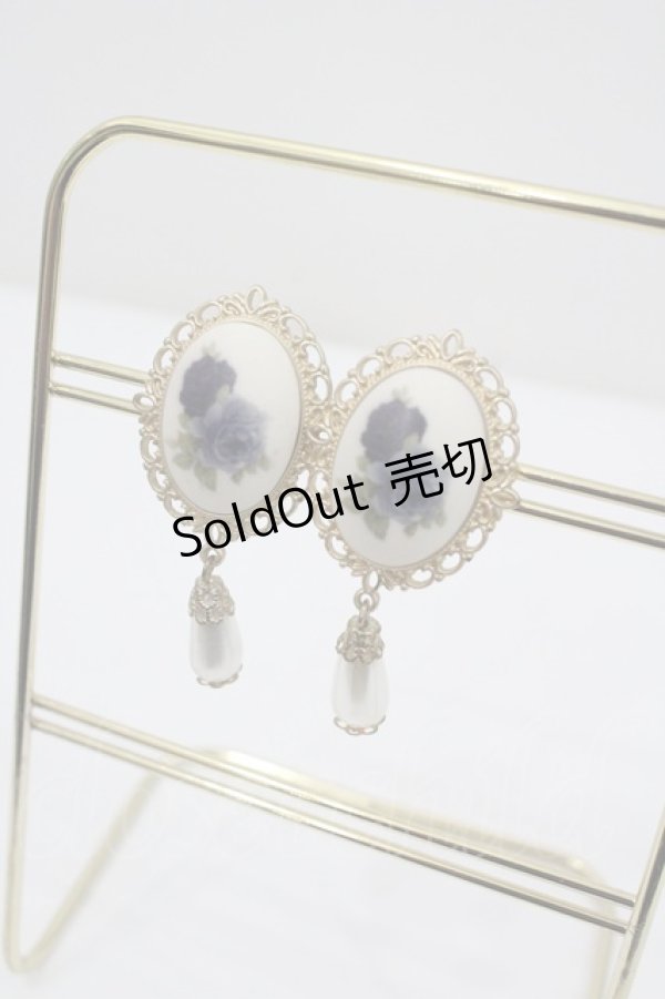 画像1: an another angelus / ローズカボションパールイヤリング  ブルー I-26-01-26-034-CA-AC-SA-ZI (1)