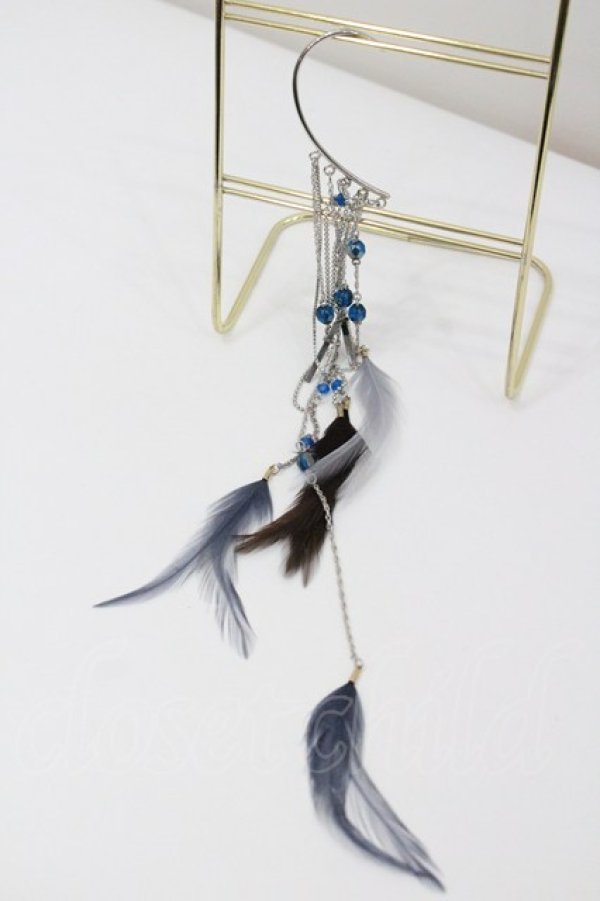 画像2: GOTHPUNKその他(買取対象外) / クロス羽根チェーンイヤーカフス  シルバーｘ青ｘブラウン I-26-01-26-037-PU-AC-SA-ZI (2)