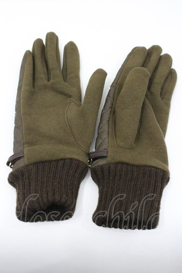 画像2: axes femme / チェーンデザイン手袋  カーキＸブラウン I-26-01-26-004-AX-ZA-SA-ZI (2)
