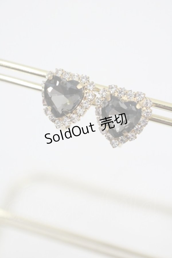 画像1: RoseMarie seoir / ハートビジューイヤリング  ブラック I-26-01-26-038-LO-AC-SA-ZI (1)