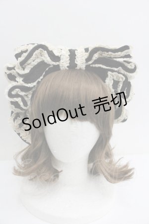 画像: Hoshibako Works / お人形風シャンティクリームリボンカチューシャ  黒Ｘアイボリー I-26-01-27-004-LO-AC-SA-ZI
