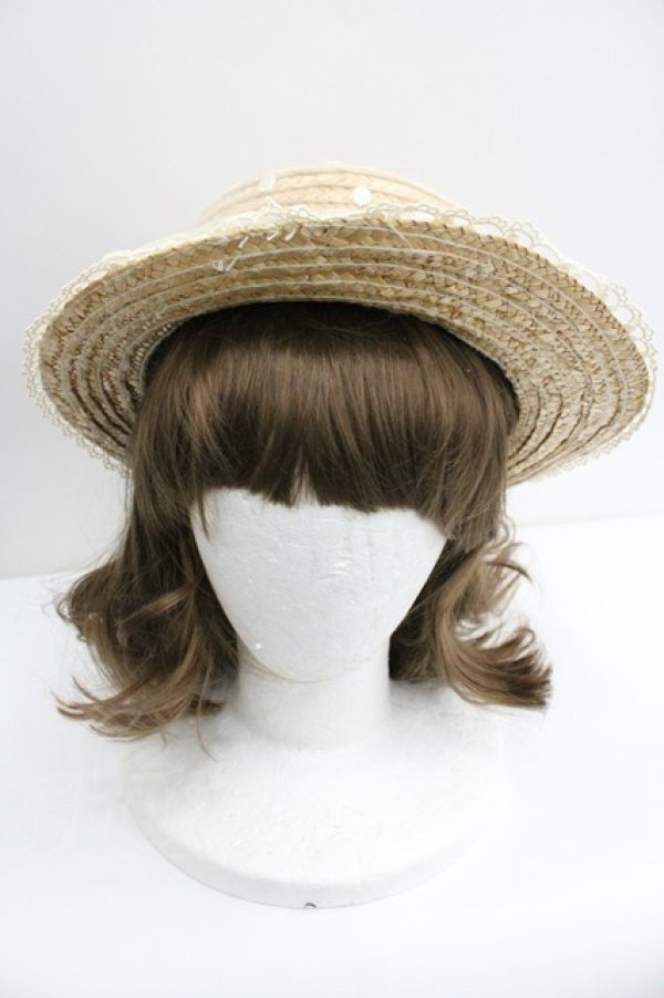 画像2: Angelic Pretty / AiryドットチュールストローHAT  ブラウンＸ白Ｘ黒 I-26-01-27-032-AP-AC-SA-ZI (2)