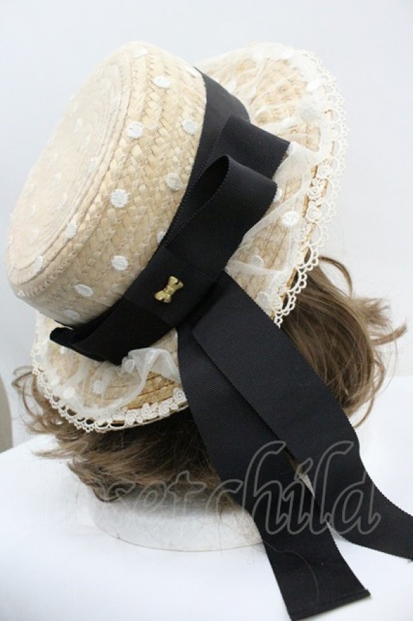 画像4: Angelic Pretty / AiryドットチュールストローHAT  ブラウンＸ白Ｘ黒 I-26-01-27-032-AP-AC-SA-ZI (4)