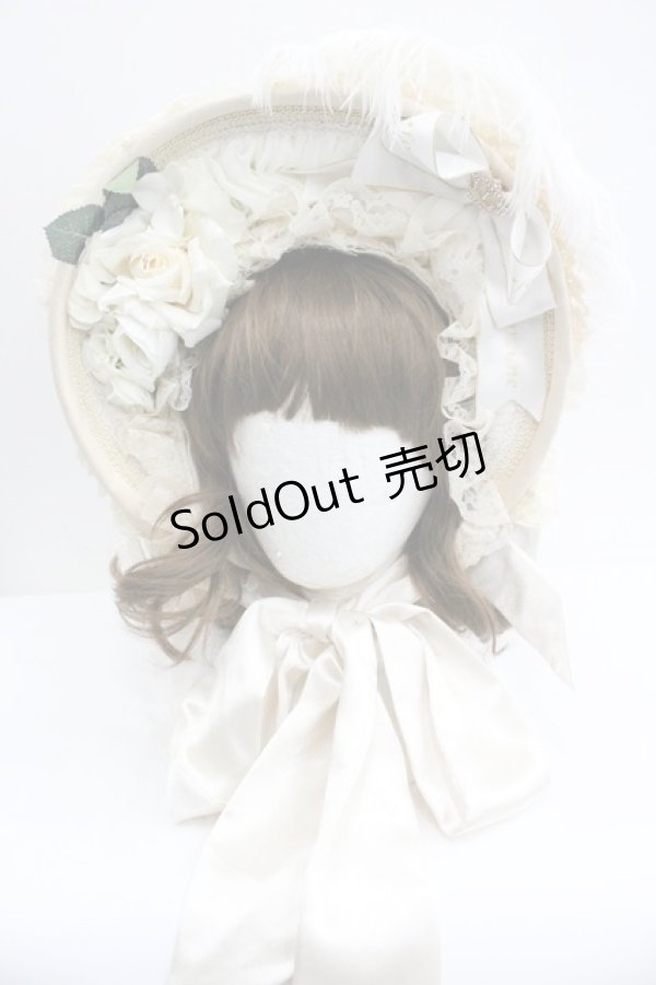 画像1: Triple fortune / ローズリボンドールボンネット  生成り I-26-01-27-033-EL-AC-SA-ZI (1)