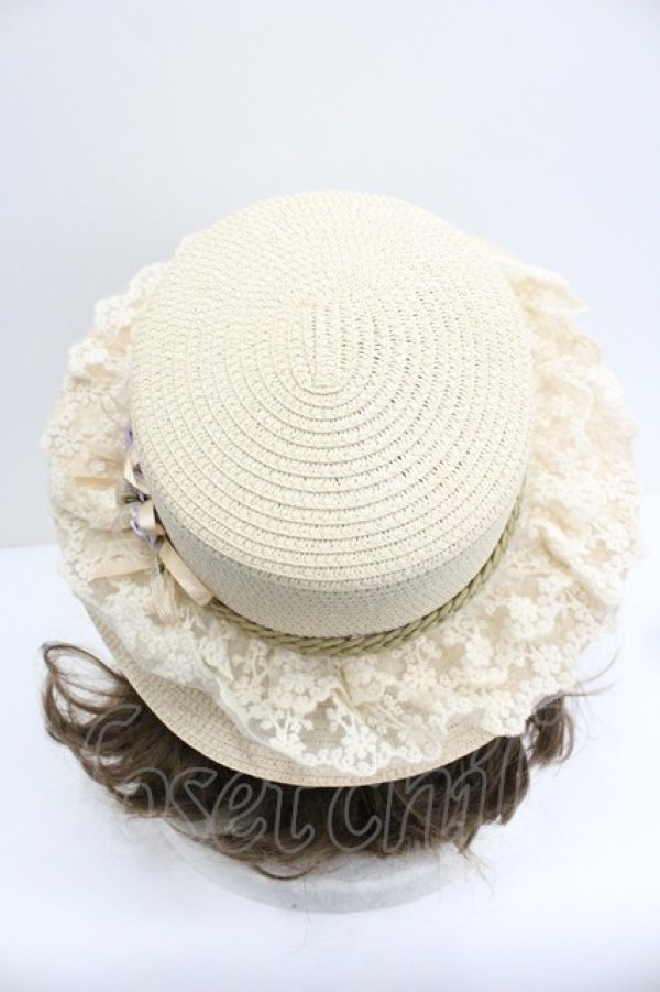 画像3: axes femme / 巻きバラレースカンカン帽  アイボリー I-26-01-27-036-AX-AC-SA-ZI (3)