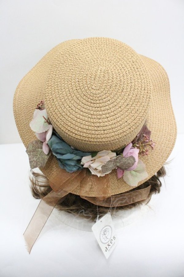 画像3: axes femme / フラワー雑材カンカン帽  ベージュ I-26-01-27-037-AX-AC-SA-ZI (3)