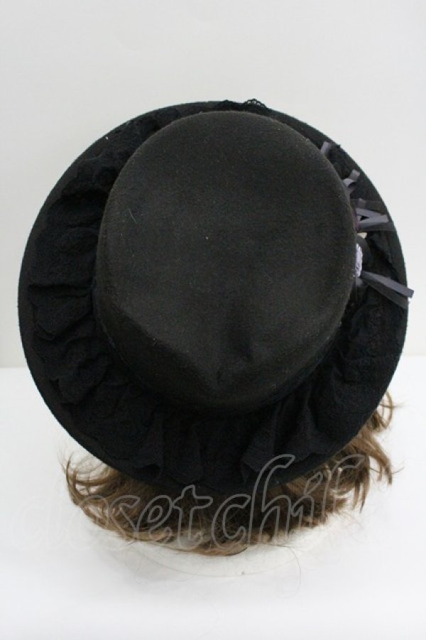 画像3: axes femme / 巻きバラブーケポークパイ  黒 I-26-01-27-040-AX-AC-SA-ZTK033 (3)