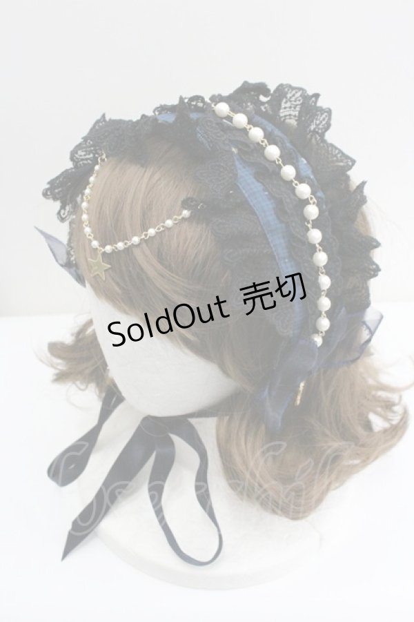 画像1: ALICE and the PIRATES / 星を巡る海賊船と空と海の境界柄ヘッドドレス  ネイビー I-26-01-27-046-PA-AC-SA-ZI (1)