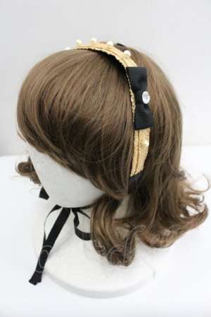 画像: Emily Temple cute / パールリボン麦わらヘッドドレス  アイボリーＸブラウン I-26-01-27-047-ET-AC-SA-ZI