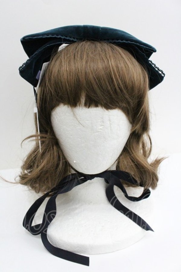 画像2: axes femme kawaii / ベロアリボンヘッドドレス  グリーン I-26-01-27-051-AX-AC-SA-ZI (2)